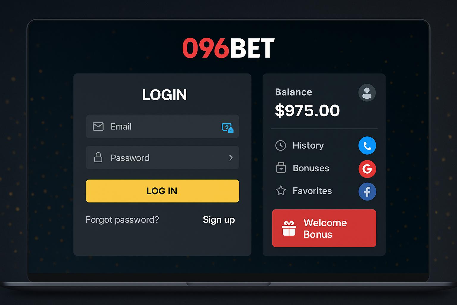 Criar uma nova Conta no plataforma 096BET